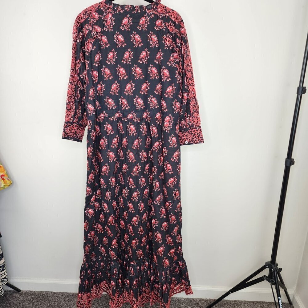 NWT Banjanan Floral Print Eyelet Detail Betty Dress Butti Dusk Size Large - Picture 12 of 16
